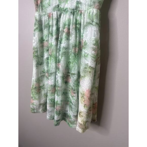DISNEY Dress Juniors Small Green Lace Overlay Fairy Whimsy Cottagecore Straps - Picture 3 of 12